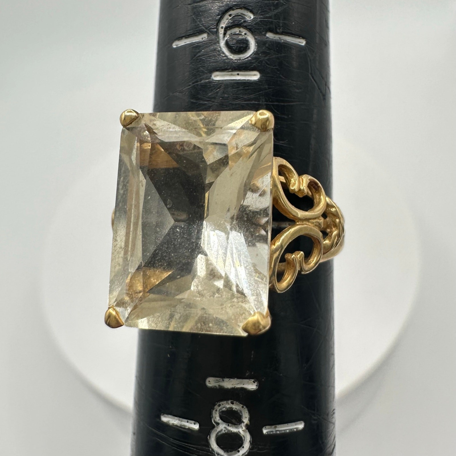 Solid 14kt yellow gold rectangular cut 6.5CT citr… - image 3