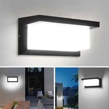 18W Outdoor Wall Lights,6500K IP65 Waterproof Outside Lights Mains Powered,Alum