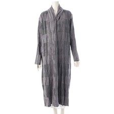 ISSEY MIYAKE Pleats Metallic Patchwork Checkered Long Coat Outer IM14FA914 Gray
