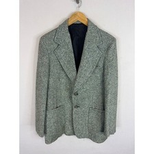 Vintage Wescott Mens Grey Green Irish Tweed Wool Blend Blazer Sport Coat 38