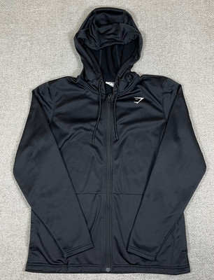 GymShark Arrival Hoodie Men's XL Full Zip Black Athletic Sweatshirt Pockets Logo