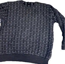 Mino Milano Woven Wool Italian Sweater Black White Mens  XL  All Over Geometric