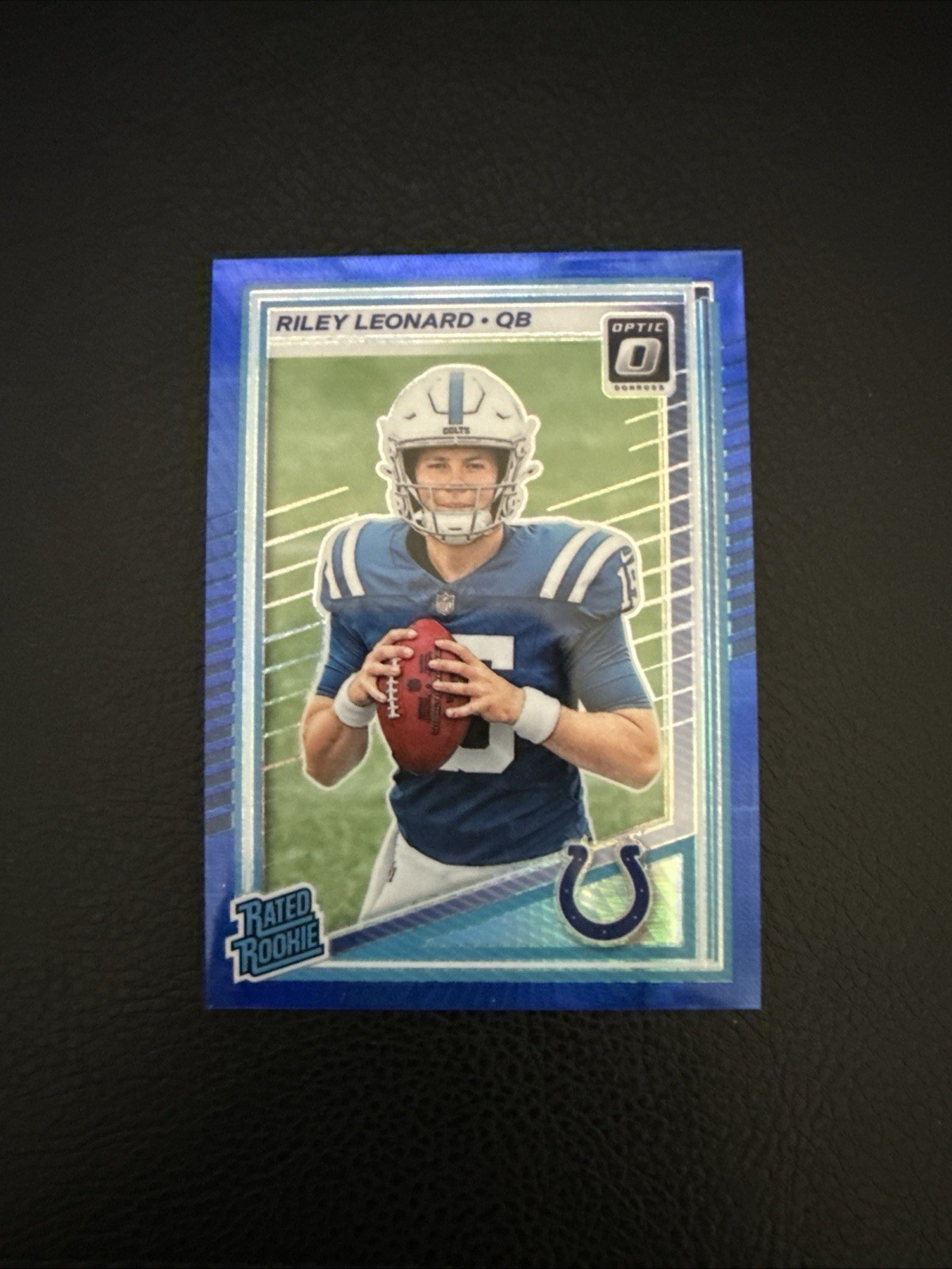 2025 Panini Donruss Optic Rated Rookie Riley Leonard #255 Blue Hyper Prizm Colts