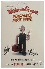 Nick Park & Merlin Crossingham "Wallace & Gromit" Signed 11x17 Poster Photo JSA