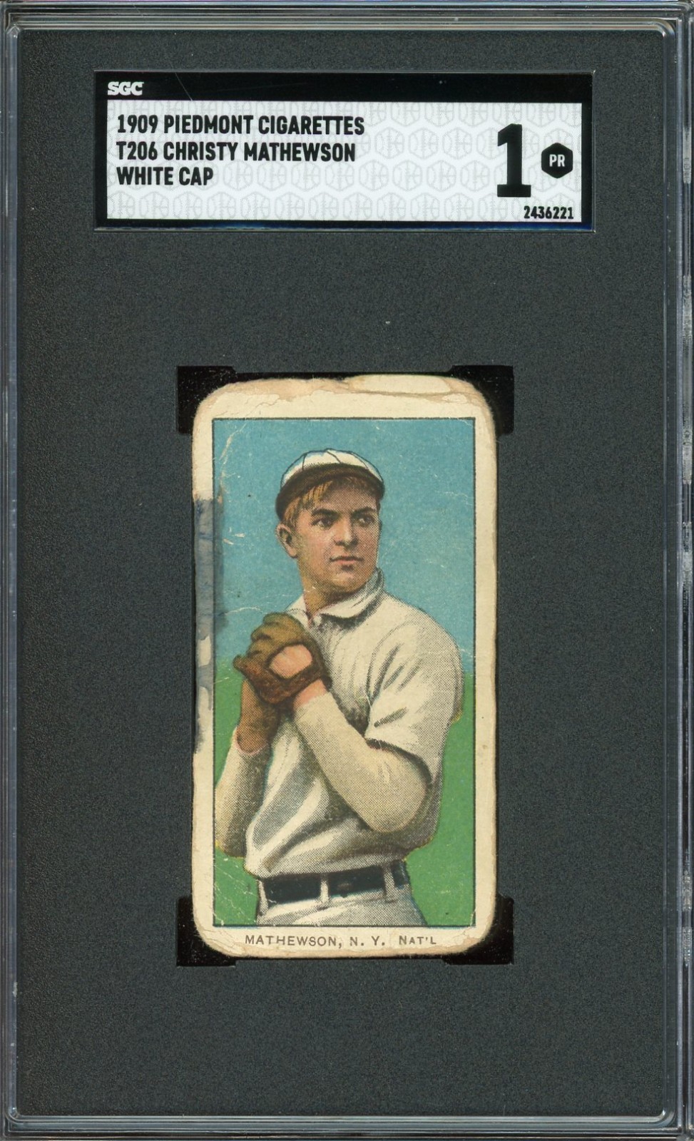1909 Piedmont T206 Christy Mathewson White Cap New York Giants HOF SGC 1