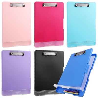 6 Pcs Plastic Clipboard with Storage - A4 Size Clipboard with Storage and Pen...