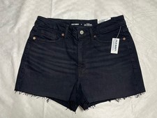 Old Navy O.G. Straight 3  Black Denim Shorts Women  s Size 8 High Rise Cut Off
