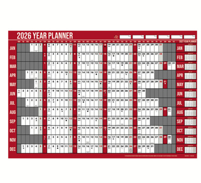 2026 YEAR WALL Planner A1 Uk Wall Calendar Yearly Planner Large Jan To Dec Full £11.25 - UK-1283175
