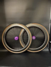 Light Bicycle 55/65mm Carbon / Phil Wood Pro HF Wheelset Purple 32h Track Fixed
