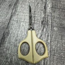 Vintage Clauss Curved Cuticle Scissors Ivory Handle Manicure Nail Trimming Tool