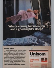 Unison Nighttime Sleep Aid Magazine Ad 1988 Vintage Original Print Medicine 80s