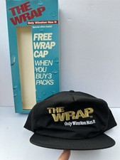 VTG 90s Winston  The Wrap  Black Snapback Trucker Logo Hat Cap New Unworn NIB NOS
