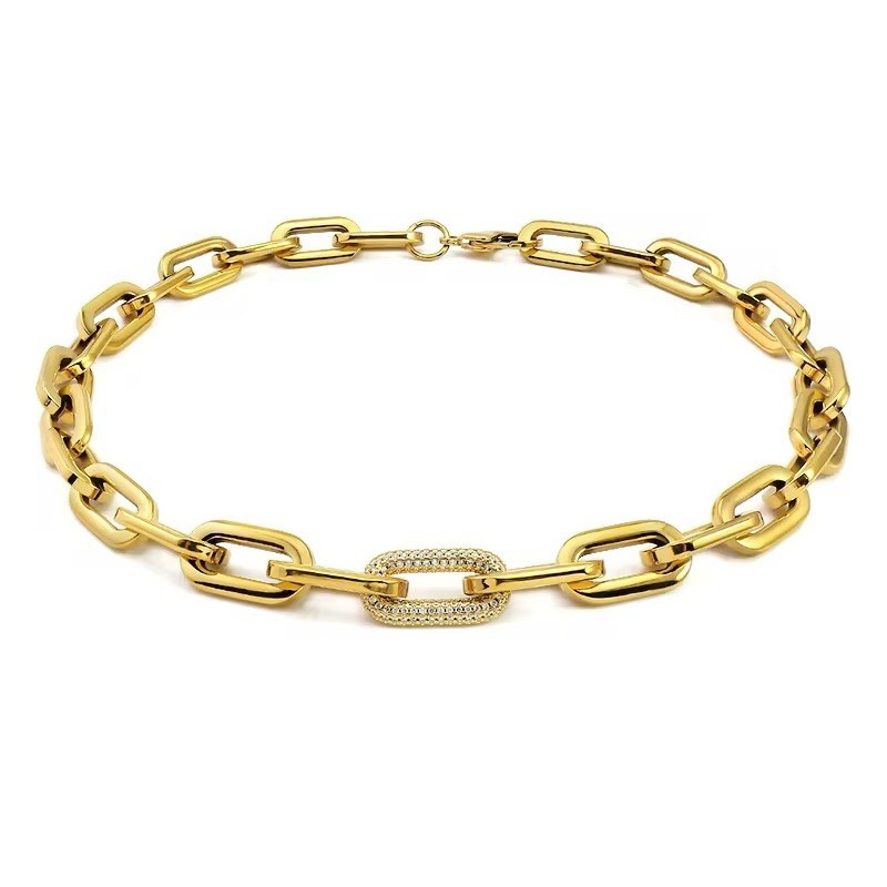 Collar gargantilla cadena eslabones grandes gruesos pesados de acero inoxidable 316L unisex