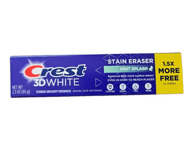 Crest 3D White Stain Eraser Mint  Fluoride Anticavity Toothpaste Travel Size