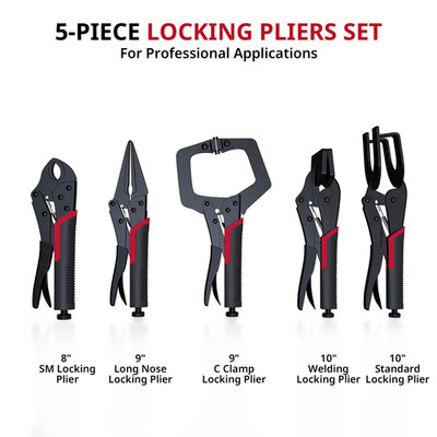 5tlg Gripzangen Set C-Zange Rohrzange, Spitzzange zum Schweißen Reparieren DIY