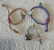 Hello Kitty Sanrio Lot Of 3 Phone Charm Locket  2 Bracelts Pull Cords