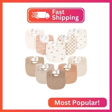 Konssy 10-Pack Muslin Baby Bibs, Soft Cotton Bandana Bibs for Drooling & Teethin