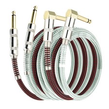 3FT Guitar Cables 2 Pack Electric Guitar Chord 1/4 Inch Straight to Right Ang...