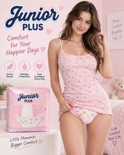 Kiddo Junior Plus Pink Diapers, 10 Pack Plastic Backed 5500ml 2-Tape. Medium