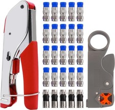 RG59 RG6 Coax Cable Crimper Tool Kit Coaxial Compression Tool Fitting Wire St...
