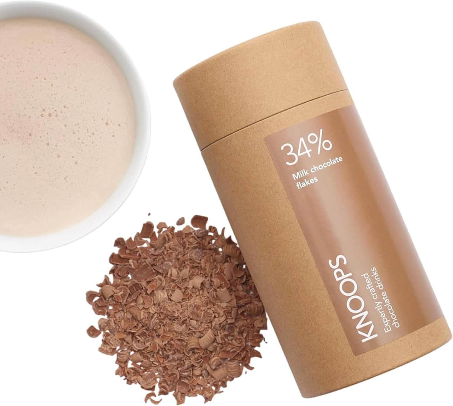 Knoops Hot Chocolate Flakes, 34% Milk Luxury Hot Drinking Chocolate BB 01/27