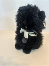 Vintage DAKIN Black Ember Kitty Long Haired Cat Plush Toy Blue Eyes WITH TAGS