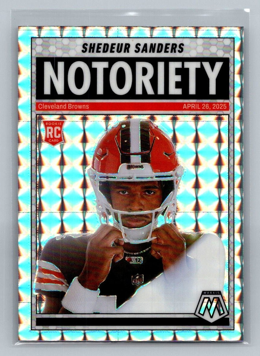 2025 Mosaic Shedeur Sanders Notoriety Silver Mosaic Prizm Rookie Card 13 RC
