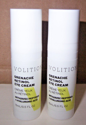 2x NEW Volition Grenache Retinol Eye Cream .5 oz Avec Peptides & Hyaluronic Acid
