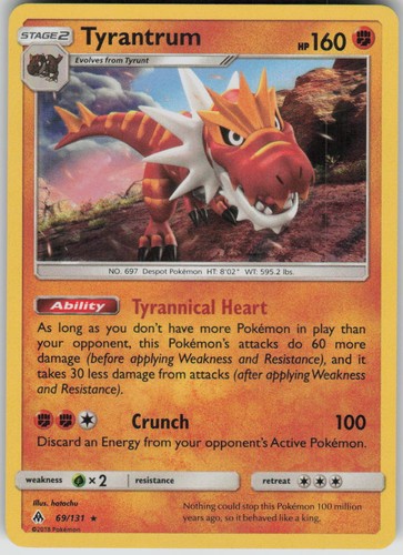 Tyrantrum Rare Holo Forbidden Light NM 69/131