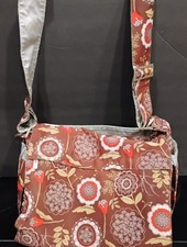 JuJuBe Diaper Bag Brown Large Colorful Flower Print EUC