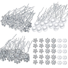60Pcs Bridal Hair Pins Rhinestone Crystal Pearl U Shaped Clip for Wedding,  ...