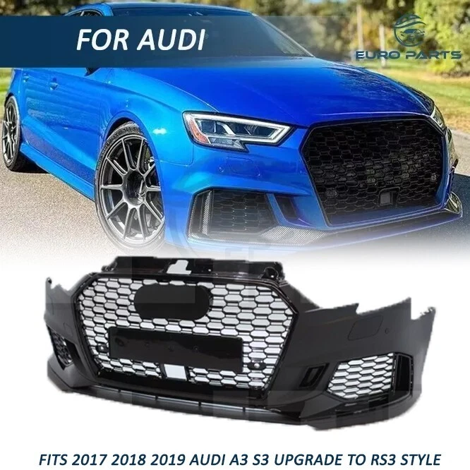 Fits 2017 2018 2019 Audi A3 Upgrade to RS3 Style Front Bumper Conversion Kit - Image 2 of 4