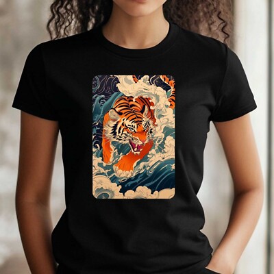 T-Shirt Frauen Tiger im Anime Style Motiv Baumwolle Größe XS bis 3XL