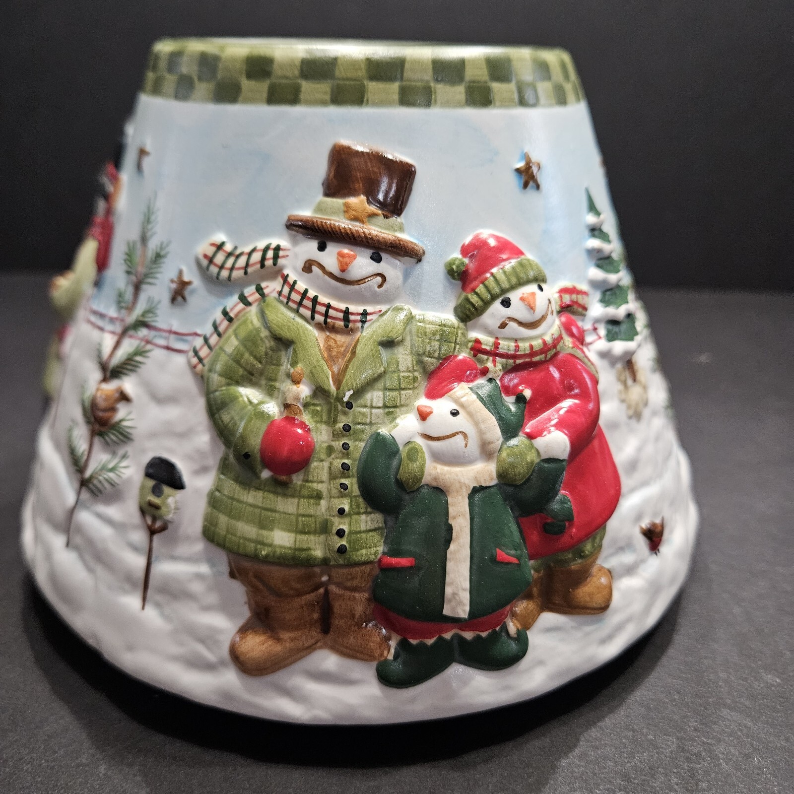 Yankee Candle Jar Topper Snowman Family Christmas Holiday Winter Teresa Kogut