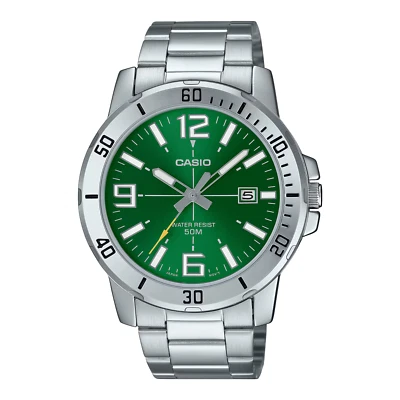 CASIO MTP-VD01D-3BVUDF OROLOGIO UOMO ACCIAIO VERDE DATA 43mm SOTTOCOSTO