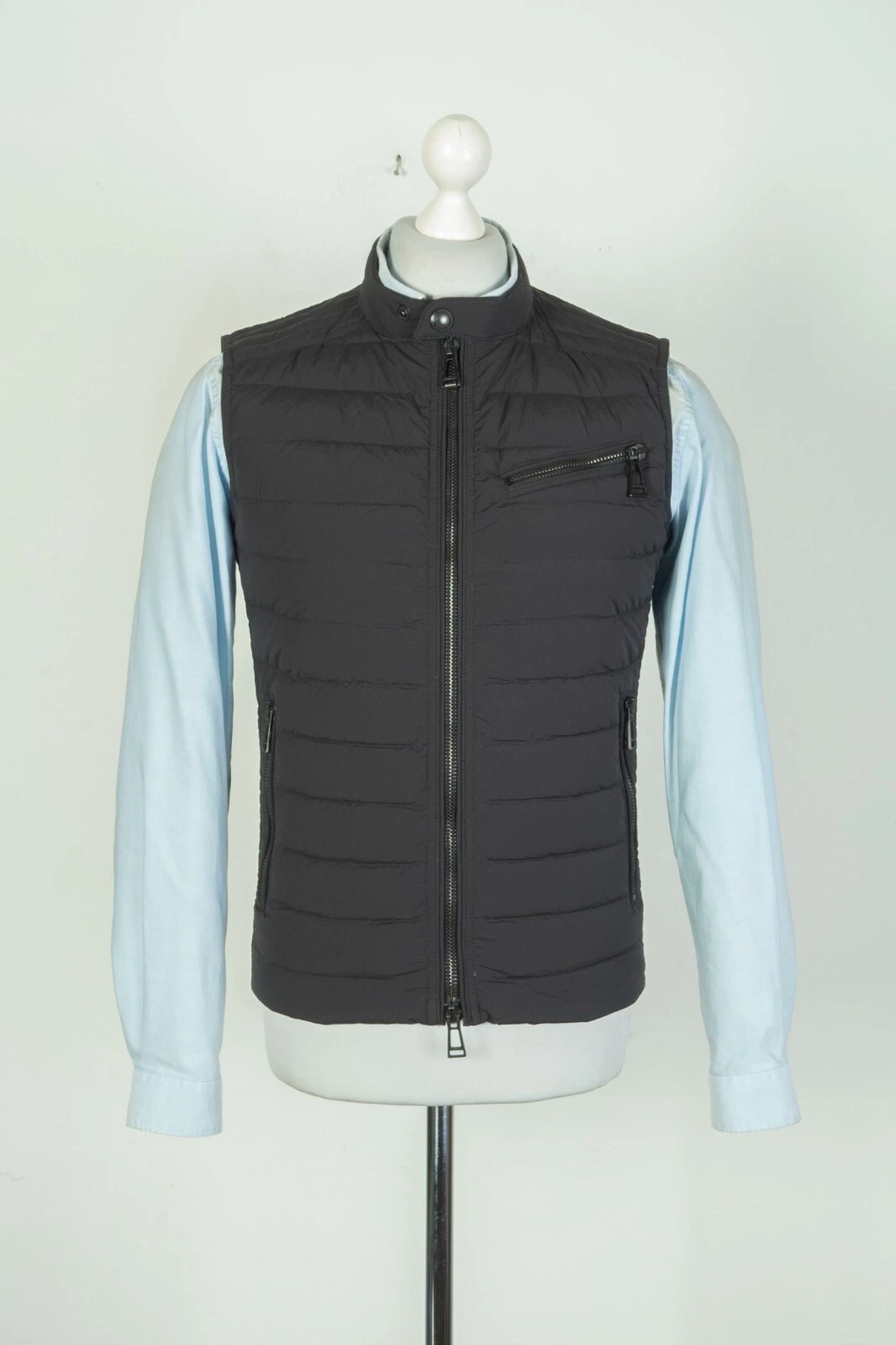 Belstaff Biker Waistcoat Quilted Black Men's Vest Gilet Liner Size 46 S