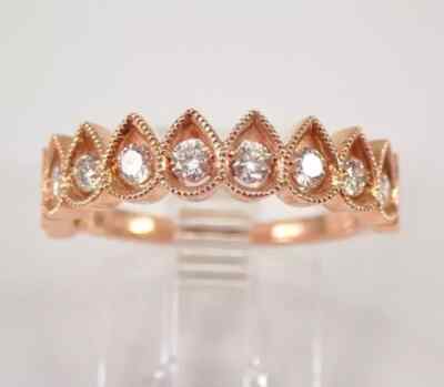 2Ct Round Cut Real Moissanite Wedding Stackable Band Ring 14k Rose Gold Plated