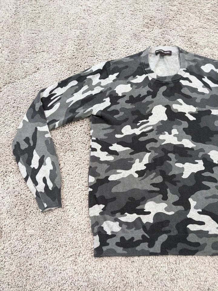 Michael Kors毛衣女式 XS 灰色迷彩运动衫套衫针织 — 第 3/4 张图片
