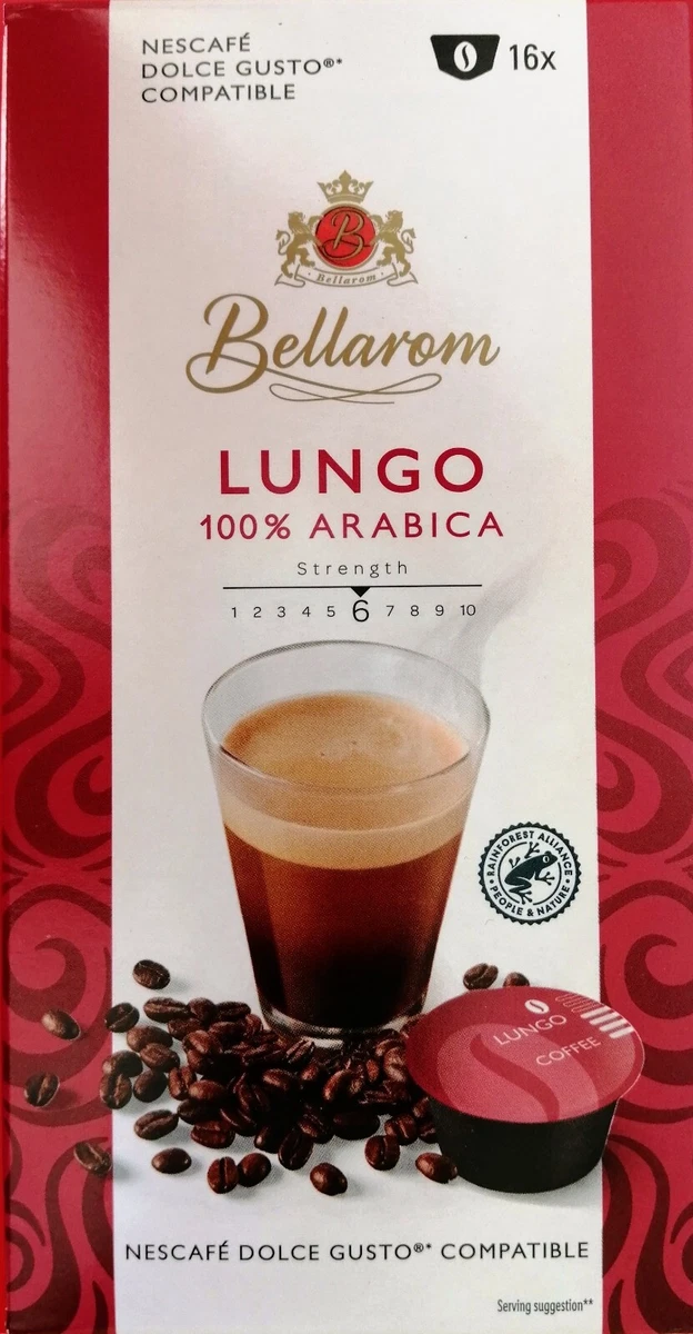 BOX OF 16 PODS BELLAROM LUNGO 100% Arabica Coffee strengh 6