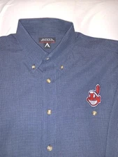 Antigua Cleveland Indians Long Sleeve Button Down Shirt Size Medium Men's 