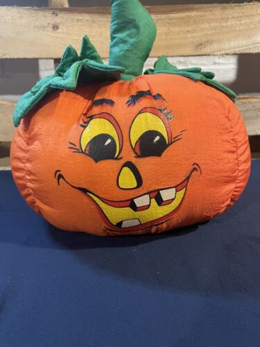 90’s Halloween Pumpkin Jack-o-Lantern VTG Plush Fiber Filled Toy  10” Polyester - Picture 1 of 6