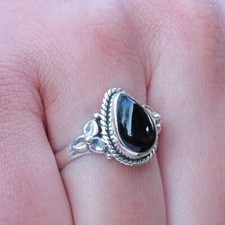 Black Onyx Gemstone 925 Sterling Silver Ring Mother's Day Jewelry SE-539