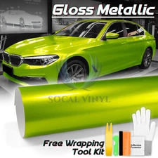 Gloss Metallic Lime Green Candy Decal Car Vinyl Wrap Film Sticker Sheet Sparkle