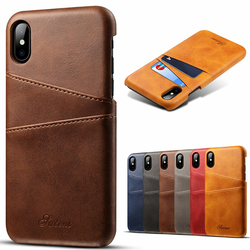 For iPhone 14 13 12 Pro Max 11 XR 87 Plus Leather Wallet Card Holder Slim Case
