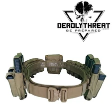Desert Fox Heavy Duty War Battle Tactical Belt With Pouches Molle Webbing