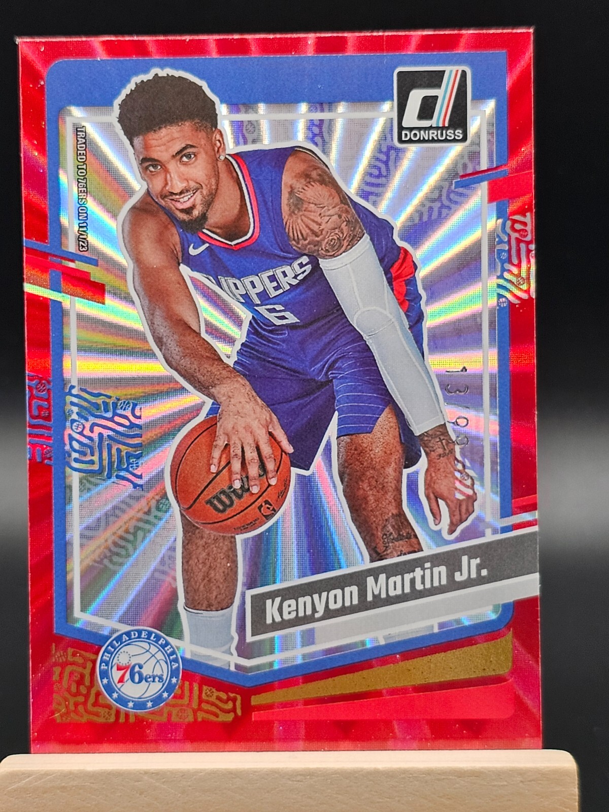 2023-24 Donruss Kenyon Martin Jr. RED Laser Holo 13/99 Philadelphia 76ers #159