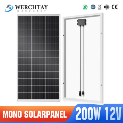 Monokristallin Solarpanel Solarmodul 200W 12V PV Modul Wohnwagen Wohnmobil DHL