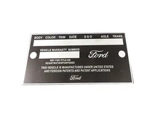 DATA PLATE FITS TO CLASSIC VINTAGE FORD MUSTANG FALCON  1965 #V424-8