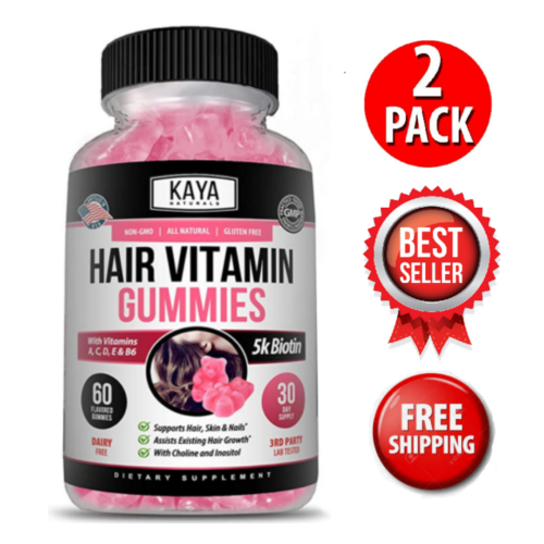 (2 Pack) Hair Vitamin Gummies 60ct, Premium Hair Growth, Compare Sugar Bear Hair