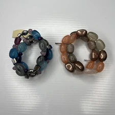 X1 Lot pink blue purple Resin stones Stretch Boho Hippie Glam Retro bracelets